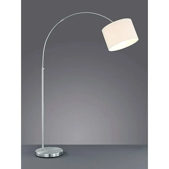 Trio Lighting Lámpara de pie Hotel - 60 W, Altura: 215 cm, Plateado, E27 - Elegante lámpara de pie con pantalla de tela y estructura cromada curvada. Iluminación perfecta y con estilo.