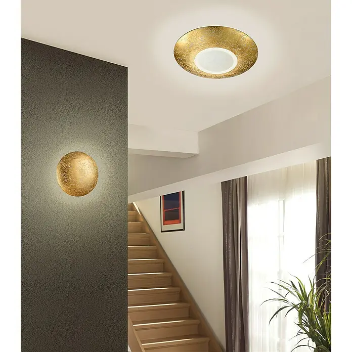 Reality Leuchten LED-Bilderleuchte Chiros - 8 W, Gold, Gold, Warmweiß - Goldene Wand- und Deckenleuchten setzen elegante Akzente in einem modernen Interieur und schaffen eine warme, einladende Atmosphäre.