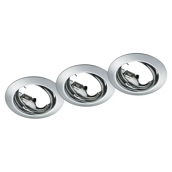 Trio Lighting Set de focos empotrables Jura - Cromo, Diámetro: 8,3 cm, Redonda - Tres focos empotrables cromados modernos con un diseño decorativo. Ideales para una iluminación elegante en cualquier estancia.