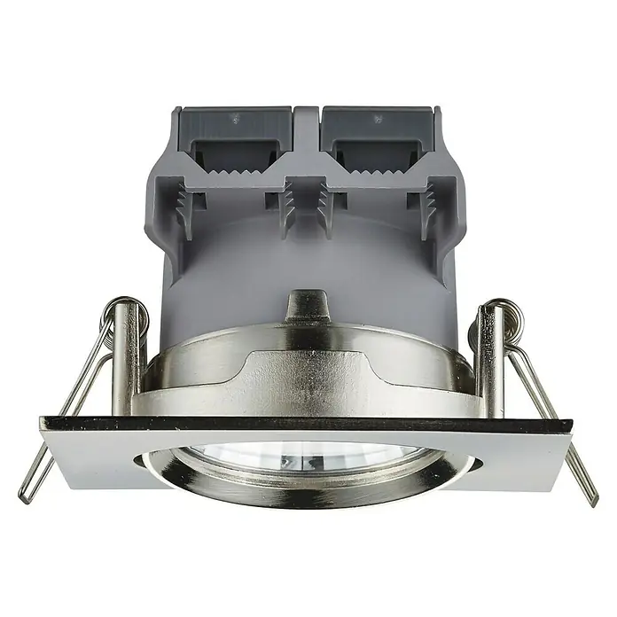 Trio Lighting Foco LED empotrable Pamir cuadrado - 5,5 W, Color de luz: Blanco cálido, Níquel mate - Foco empotrable con bisel cuadrado y acabado plateado, ideal para interiores modernos y fácil instalación.