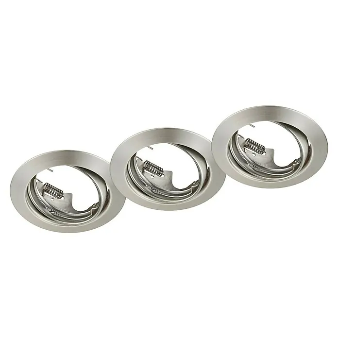 Trio Lighting Set de focos empotrables Jura - Níquel mate, Diámetro: 8,3 cm, Redonda - Tres focos empotrables de níquel cepillado, que combinan diseño moderno y funcionalidad. Los focos son fáciles de instalar y ofrecen una iluminación elegante.