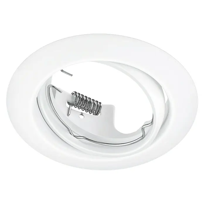 Trio Lighting Foco empotrable Jura - 15 W, GU10, Blanco, Diámetro: 8,3 cm - Primer plano de un foco de techo blanco con espirales metálicas, ideal para interiores modernos. El foco es duradero y elegante.