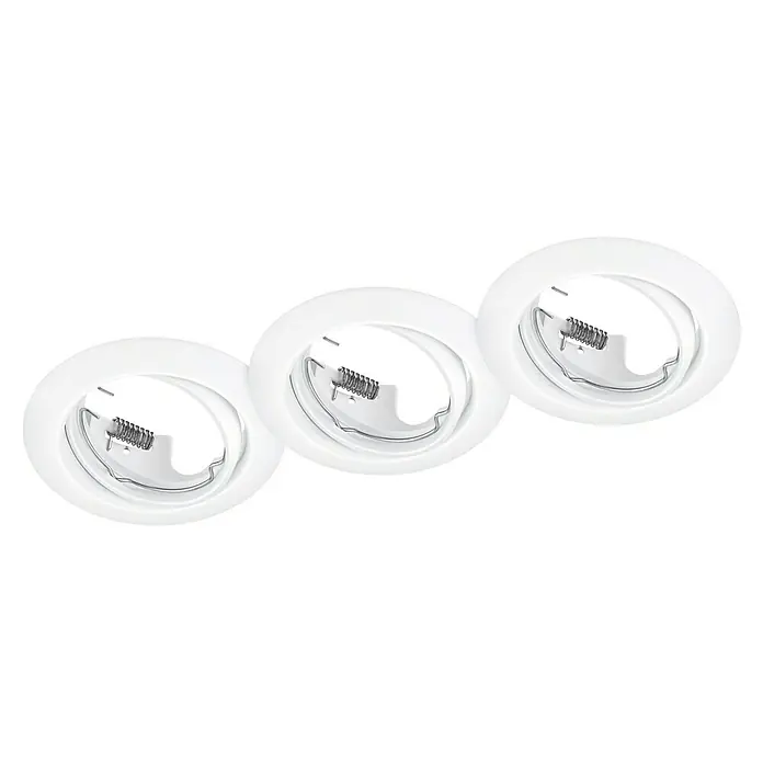 Trio Lighting Set de focos empotrables Jura - Blanco, Diámetro: 8,3 cm, Redonda - Tres luces LED empotradas blancas con marcos redondos y resortes de montaje visibles para una fácil instalación en techos.