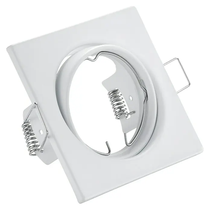 Trio Lighting Foco empotrable Jura - 15 W, GU10, Blanco - Marco empotrado cuadrado en blanco. El producto presenta una abertura redonda y muelles de montaje para una fácil instalación.