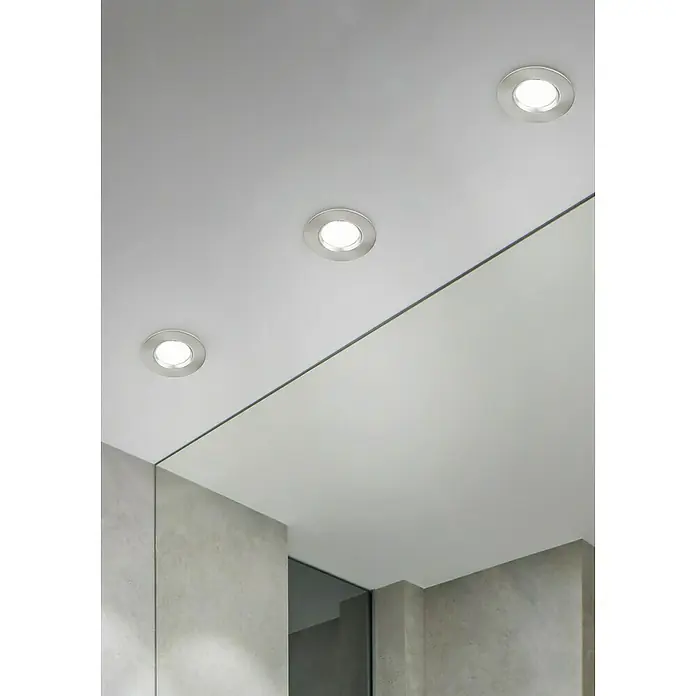 Trio Lighting Foco LED empotrable Zagros - 5,5 W, Color de luz: Blanco cálido, Diámetro: 8,5 cm, Níquel mate - Luces de techo con marcos redondos plateados proporcionan una iluminación brillante en un espacio de diseño moderno. La iluminación destaca el diseño minimalista.