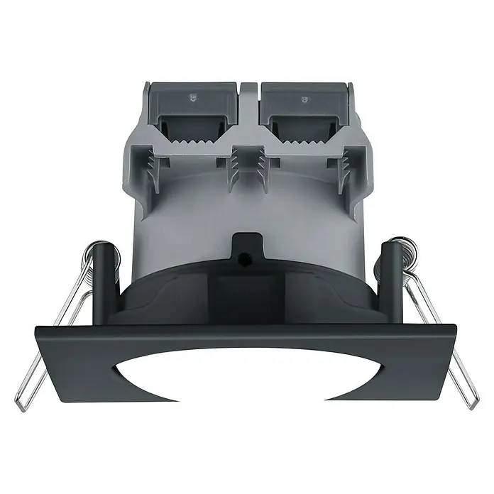 Trio Lighting Foco LED empotrable Pamir cuadrado - 5,5 W, Color de luz: Blanco cálido, Negro - Primer plano de una lámpara LED empotrable negra, que combina diseño moderno con iluminación eficiente.