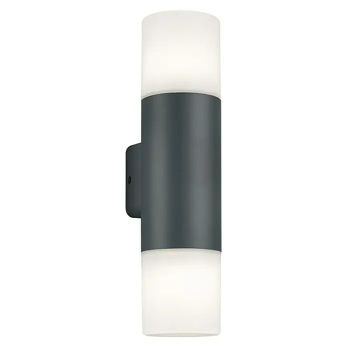 Aplique exterior Hoosic - 56 W, 12 x 8,5 x 33 cm, Antracita, IP44 - Aplique de pared LED moderno con diseño cilíndrico para uso exterior, perfecto para una iluminación elegante en casa.
