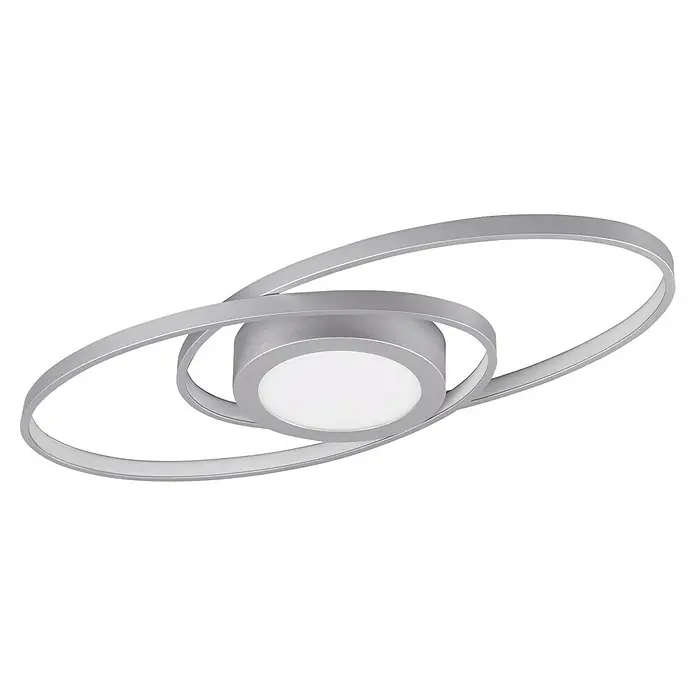 Trio Leuchten LED-Deckenleuchte Galaxy - 27 W, L x B x H: 23 x 57 x 4 cm, Titan, Warmweiß - Moderne Deckenleuchte mit silbernen Ringen und LED-Leuchte. Elegantes Design für jeden Raum mit energieeffizienter Beleuchtung.