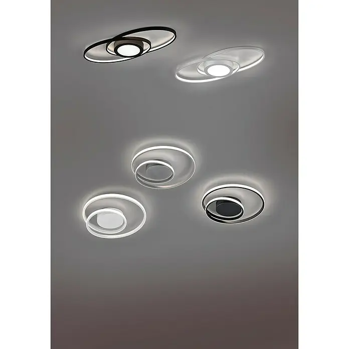 Trio Lighting Plafón LED Galaxy - 27 W, L x An x Al: 23 x 57 x 4 cm, Titanio, Blanco cálido - Lámparas de techo LED modernas con diseños únicos en blanco y negro. La solución de iluminación perfecta para cualquier habitación.