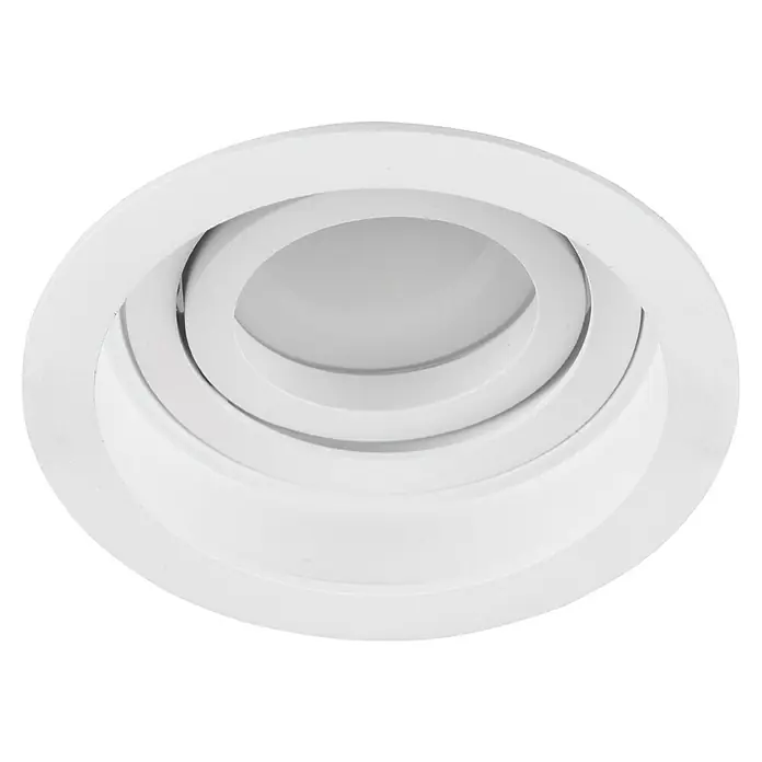 Trio Lighting Foco empotrable Kenai - 15 W, Ø x Al: 9 x 10 cm, Blanco - Primer plano de una luz empotrada redonda y blanca con múltiples anillos concéntricos para iluminación moderna.