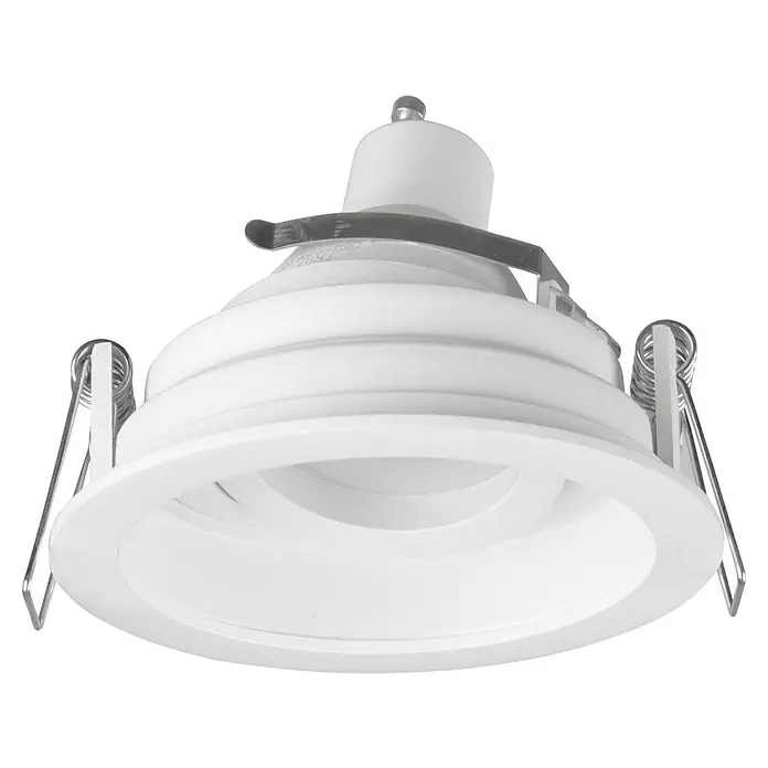 Trio Lighting Foco empotrable Kenai - 15 W, Ø x Al: 9 x 10 cm, Blanco - Primer plano de una luminaria empotrable blanca con mecanismo de resorte.