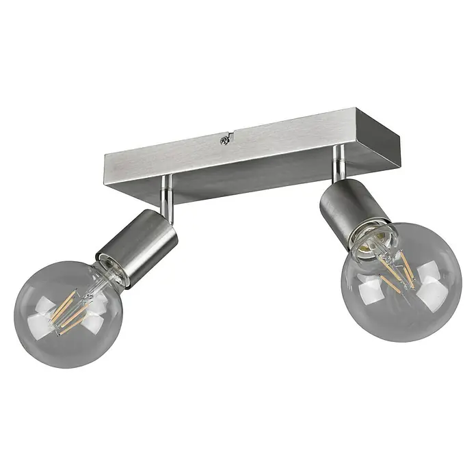Trio Lighting Regleta Vannes - 40 W, 2 ud., L x An x Al: 9 x 26 x 12 cm, Níquel mate - Lámpara de techo moderna con dos bombillas LED en acabado plateado para una iluminación elegante.