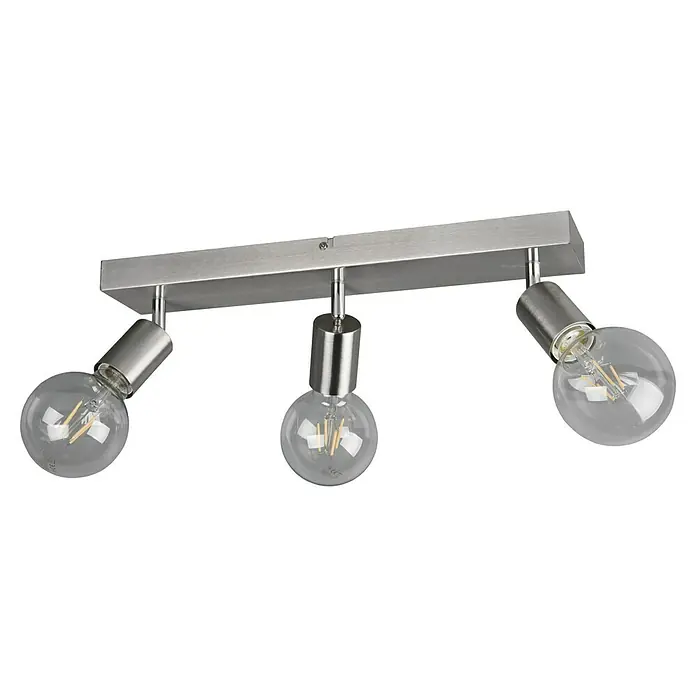 Trio Lighting Regleta Vannes - 40 W, 3 ud., L x An x Al: 9 x 44 x 12 cm, Níquel mate - Lámpara de techo con tres focos giratorios y bombillas claras para una iluminación moderna y flexible en la habitación.