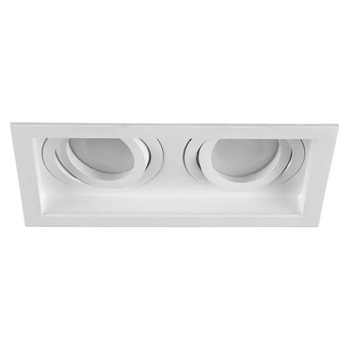 Trio Lighting Foco empotrable Kenai - 15 W, Blanco, 2 ud. - Foco empotrable en blanco con dos aberturas de luz redondas en un marco rectangular. Iluminación moderna para interiores elegantes.