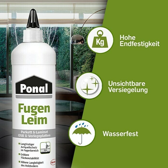 Ponal Fugen-Leim Parkett und Laminat (1 kg, Lösemittelfrei, Transparent  (getrocknet))