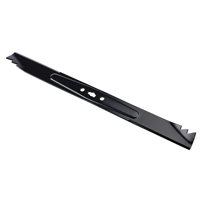 Scheppach Ersatzmesser für Rasenmäher - Scheppach Rasenmäher MR224-61 & MR196-61, 1 Stk. - Schwarzes Rasenmähermesser mit scharfen Kanten und Aussparungen für die Montage. Ein robustes Ersatzteil für effizientes Mähen.