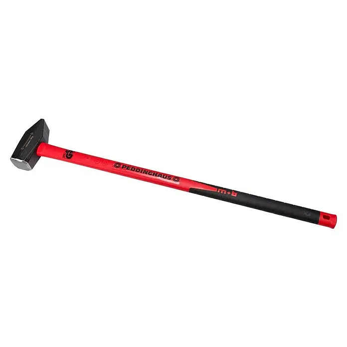Peddinghaus Vorschlaghammer Ultratec - Gewicht Kopf: 5.000 g - Ein roter Peddinghaus-Hammer mit einem schwarzen Kopf und einem schwarzen Griffabschnitt. Robustes Werkzeug für Bau und Handwerk.