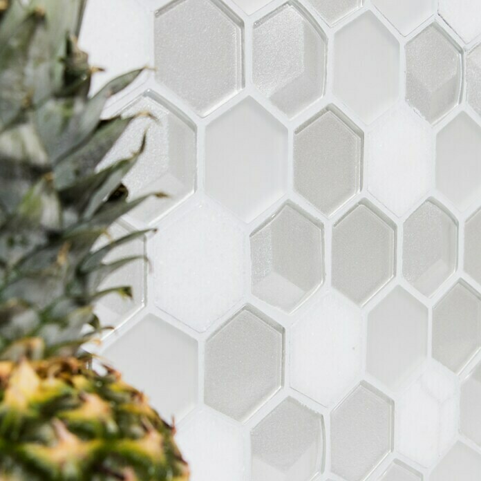 Mosaikfliese Hexagon HXN 11 (26 x 30 cm, Weiß, Matt)