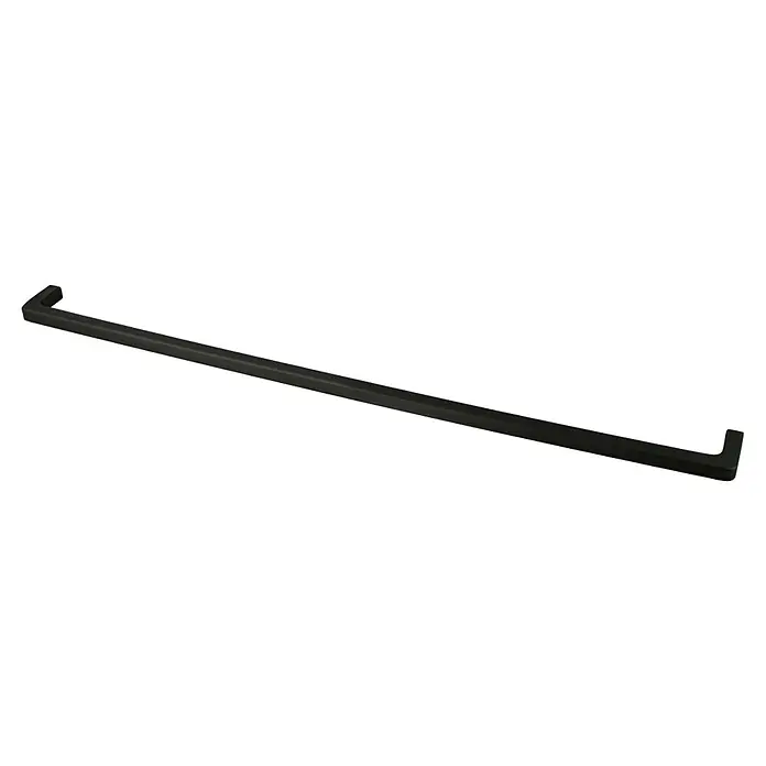 Lanzet Q4 Waschtischunterschrank - 92,8 x 50,5 x 49,2 cm, Berg Eiche/Schwarz - Schwarzer Badetuchhalter mit quadratischen Formen, perfekt für moderne Badezimmer. Das Accessoire sorgt für Stil und Ordnung im Raum.