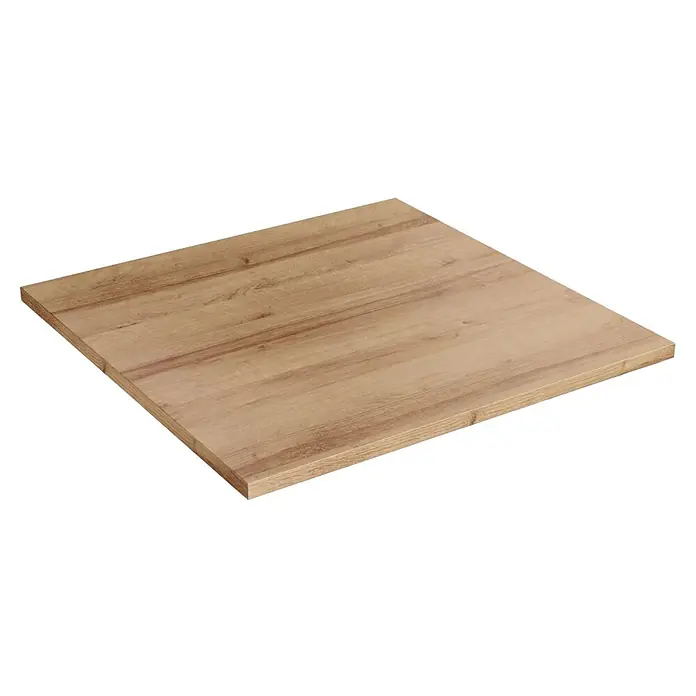 Lanzet Q4 Waschtischunterschrank - 92,4 x 49,5 x 48 cm, Verde/Berg Eiche/Goldbronze - Eine Tischplatte mit Holzmuster auf schwarzem Hintergrund.
