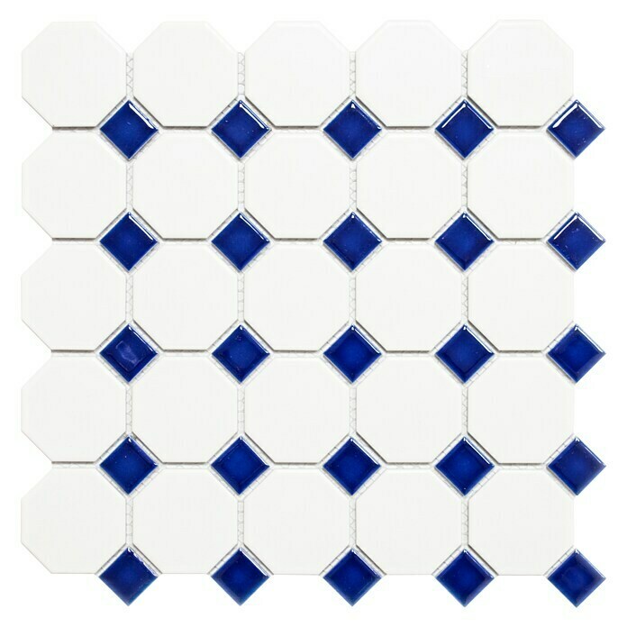 Mozaïektegel Octagon OCTA G464 (29,5 x 29,5 cm, Blauw/Wit, Mat)