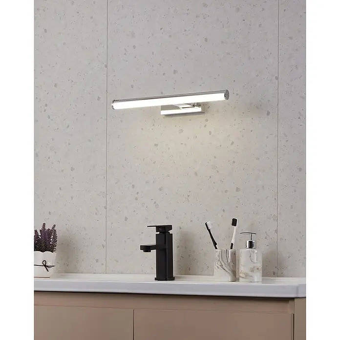 EGLO Led-wandlamp Vadumi, spiegellamp, wandlamp van kunststof, badkamerlamp in chroom, wit, ledlamp voor vochtige ruimtes, neutraal wit, IP44, L 40 cm
