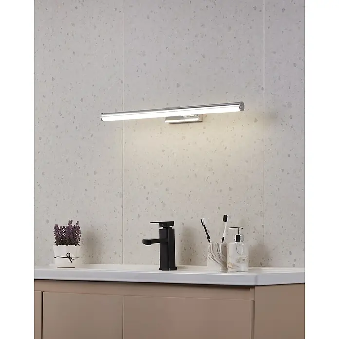 Eglo LED-Spiegelleuchte Vadumi - 11 W, L x B x H: 60 x 12,5 x 5 cm, Chrom, Neutralweiß - Die moderne Badezimmerleuchte sorgt für ideale Lichtverhältnisse und setzt stilvolle Akzente im Raum.