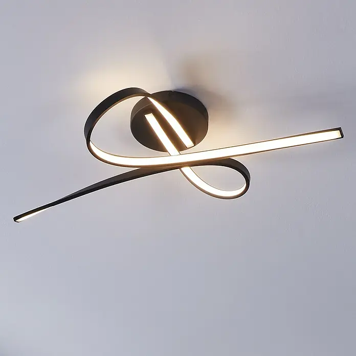 Eglo Selvina LED-Deckenleuchte SELVINA 1 - 19 W, L x B x H: 69 x 28 x 150 cm, Schwarz, Warmweiß - Moderne Deckenleuchte mit geschwungenem, schwarzem Design und integrierter LED-Beleuchtung, die ein warmes und einladendes Licht erzeugt.
