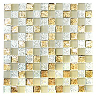 Mosaikfliese Quadrat Crystal Mix XCM 8LU80 (29,8 x 29,8 cm, Champagner, Glänzend)