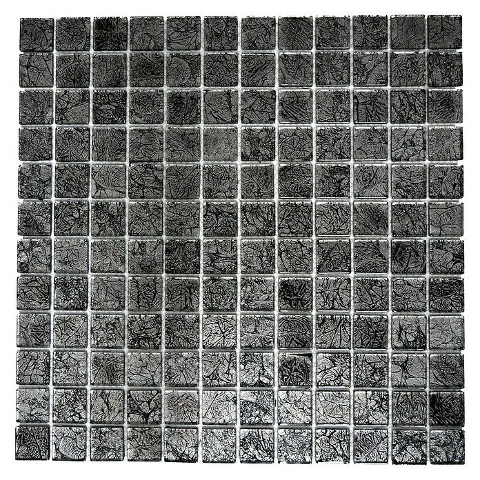 Mosaikfliese Quadrat Crystal Uni CM 4BL12 (30 x 30 cm, Schwarz, Glänzend)