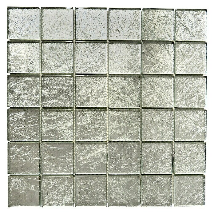 Mosaikfliese Quadrat Crystal Uni XCM 8SB26 (30 x 30 cm, Silber, Glänzend)