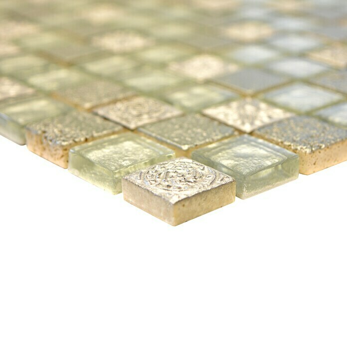 Mosaikfliese Quadrat Crystal Mix XCM CB 33 (30 x 30 cm, Silber, Glänzend)
