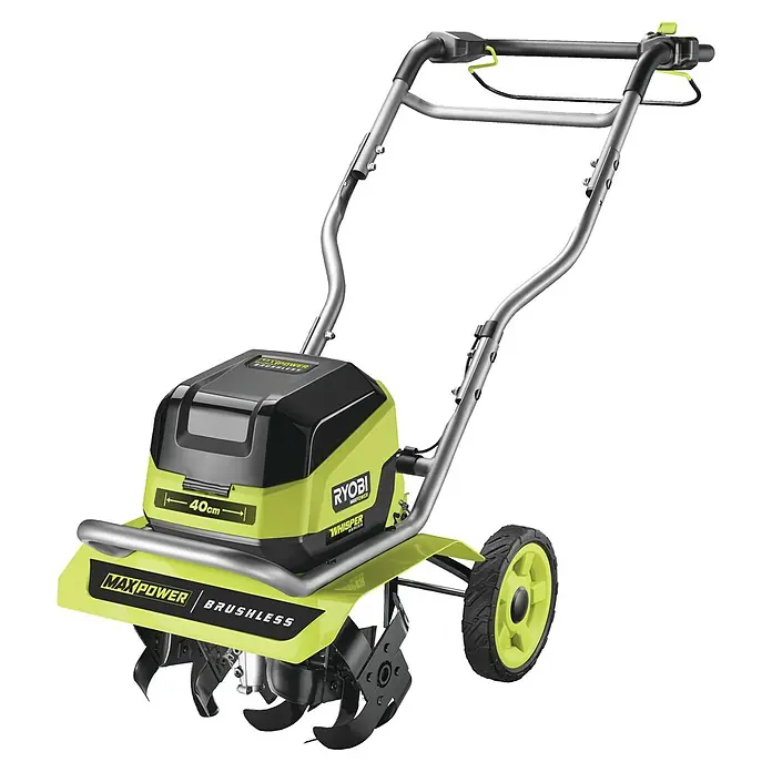 Ryobi Max Power Akku-Bodenhacke RY36CVXA-0 - Anzahl Akkus: Ohne Akku, Li-Ionen - Der Ryobi Max Power Akku-Kultivator mit bürstenlosem Motor für effizientes und leises Arbeiten im Garten.