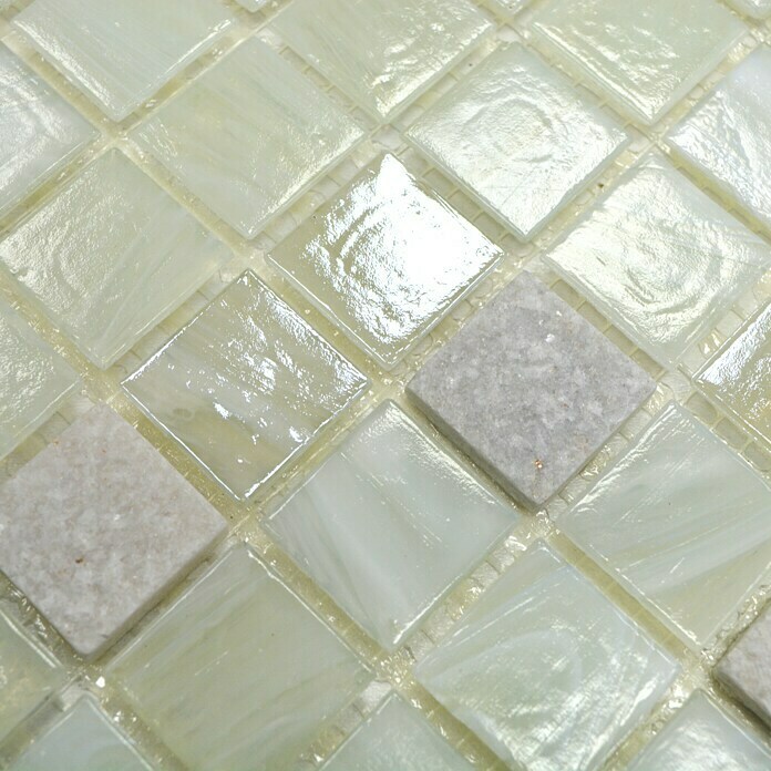 Mosaikfliese Quadrat Crystal Mix XCR 2503 (30,2 x 30,2 cm, Weiß, Glänzend)