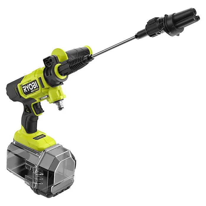 Ryobi Max Power Akku-Hochdruckreiniger RY36PWX41A-0 - 36 V, Ohne Akku, Max. Druck: 41 bar, Fördermenge: 160 l/h - Akku-betriebener Ryobi MAXPOWER EZCLEAN Hochdruckreiniger mit Lanze und transparentem Wassertank für flexible Reinigung im Außenbereich.