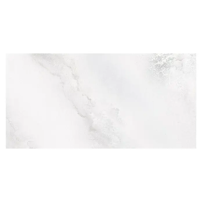Feinsteinzeugfliese Hydra Weiß - 59,8 x 119,8 cm, Weiß, Glänzend - Abstrakte weiße Textur mit subtilen Marmorierungen, ideal für Hintergründe und Designs. Erzeugt einen eleganten, minimalistischen Look.