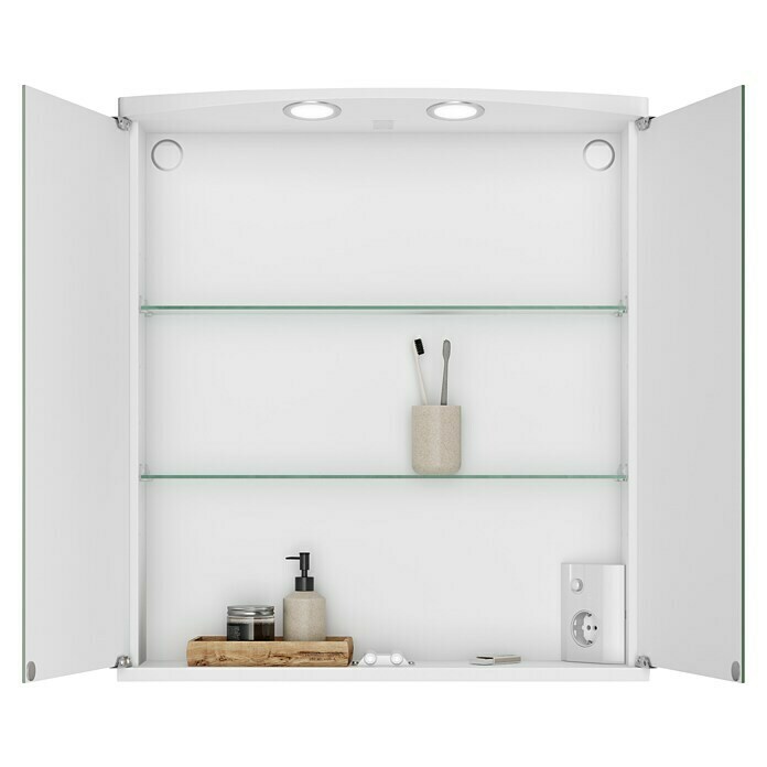 Camargue LED-Spiegelschrank Ametrin (B cm, | Weiß) 58,8 Mit MDF, H: 65,9 x Beleuchtung, BAUHAUS x