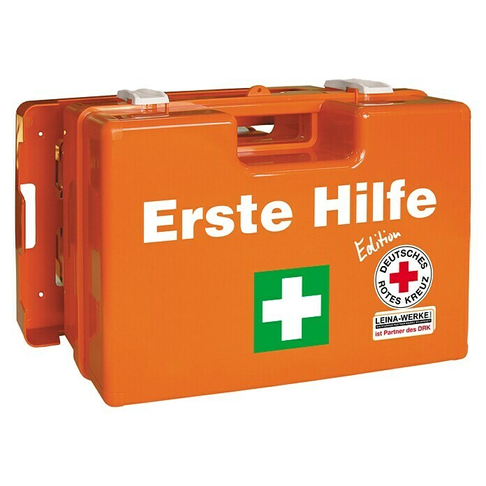 Leina-Werke Erste-Hilfe-Koffer San DRK-Edition (DIN 13157, Mit  Wandhalterung, Orange)