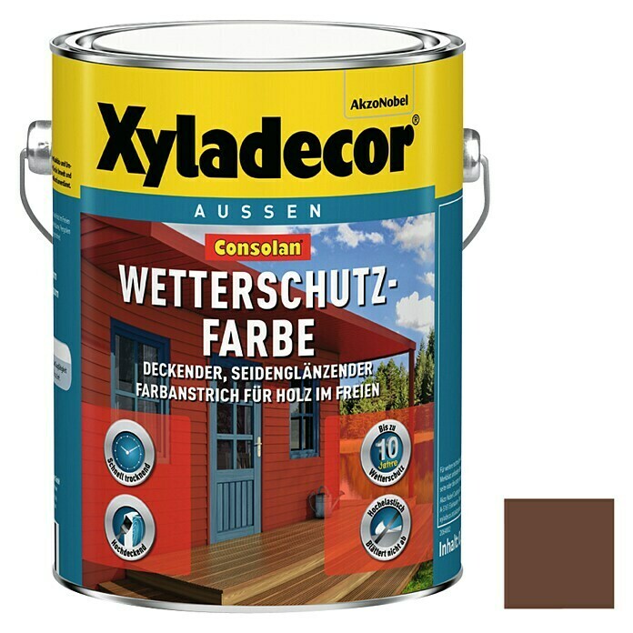 Xyladecor Wetterschutzfarbe Consolan (Rehbraun, Seidenglänzend, 2,5 l, Wasserbasiert)