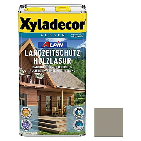 Xyladecor Holzlasur Alpin (Silbergrau, 5 l, Seidenglänzend)