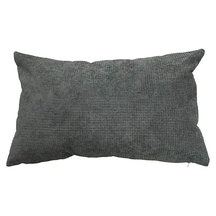 Cojín Estructura Velvet - 50 x 30 cm, Textil, Gris, Rectangular - Cojín decorativo gris con textura acanalada para un ambiente acogedor. Ideal para sofá, cama o sillón.
