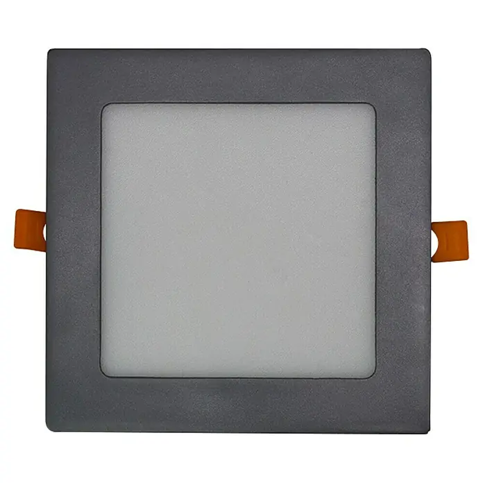 Alverlamp Downlight LED empotrable DL18PL - 18 W, L x An x Al: 22,5 x 22,5 x 2 cm, Aluminio, Blanco frío - Lámpara de techo LED cuadrada con marco gris y luz brillante y difusa para interiores modernos.\n