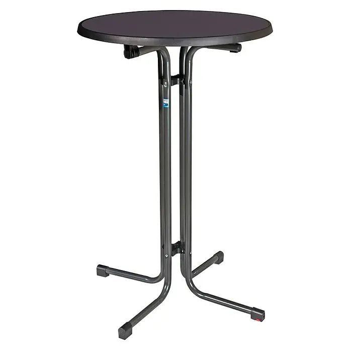 MFG Garten-Stehtisch rund - Ø x H: 70 x 110 cm, Stahl, Mecalit, Rund, Schiefer - Abbildung eines stilvollen Stehtisches mit runder Tischplatte und robustem Metallgestell, ideal für Partys oder den Garten.
