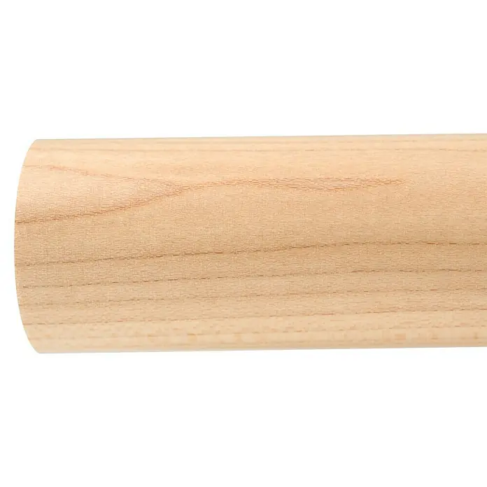 Dolle Handlauf PS 3/40 - Fichte Natur, Unbehandelt, Rund, Länge: 200 cm - Nahaufnahme einer hellen Holzstange, die die natürliche Maserung und die glatte Oberfläche dieses robusten und vielseitigen Holzprodukts hervorhebt.