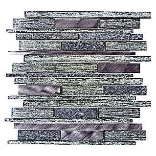 Mosaikfliese Verbund Crystal Mix XAM GV84 (29,8 x 31 cm, Schwarz, Glänzend)