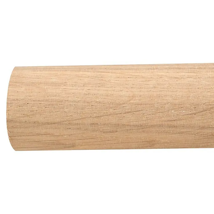 Dolle Handlauf PS 3/40 - Eiche Weiß, Geölt, Rund, Länge: 200 cm - Nahaufnahme eines hölzernen Rundstabs, der die natürliche Maserung und Textur des Holzes hervorhebt, ideal für Heimwerkerprojekte.