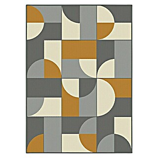 Alfombra de pelo corto Geométricos (Gris/mostaza, 170 x 120 cm)