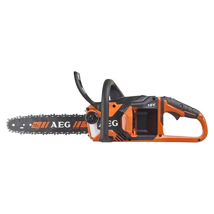 AEG Akku-Kettensäge ACS18B30 - 18 V, Li-Ionen, Ohne Akku, Schwertlänge: 30 cm - Orange-schwarze Akku-Kettensäge mit 12-Zoll-Schwert.