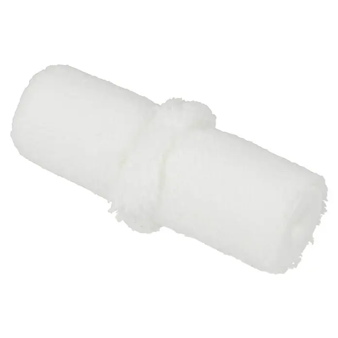 Profi Depot by Storch-Ciret Ersatzwalze - Breite Walze: 12 cm, Bügelstärke: 6 mm, Florhöhe: 5 mm - 8 mm - Nahaufnahme eines weichen, weißen Badepuffers mit einer geriffelten Textur, ideal für sanfte Reinigung und Peeling der Haut.