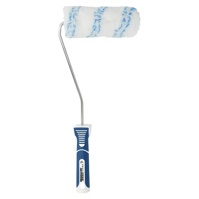 Profi Depot by Storch-Ciret Farbroller K30 LoTex - Breite Walze: 15 cm, Bügelstärke: 6 mm, Florhöhe: 18 mm - Farbroller mit blau-weißem Muster und blauem Griff, ideal für präzises Malen.